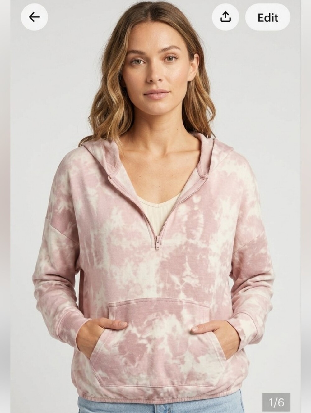 Olive & Oak Blush Pink Tie-Dye Half-Zip Hoodie